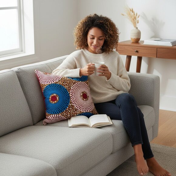 African wax pillow CIRLES (Ankara) - Picture 2 of 5